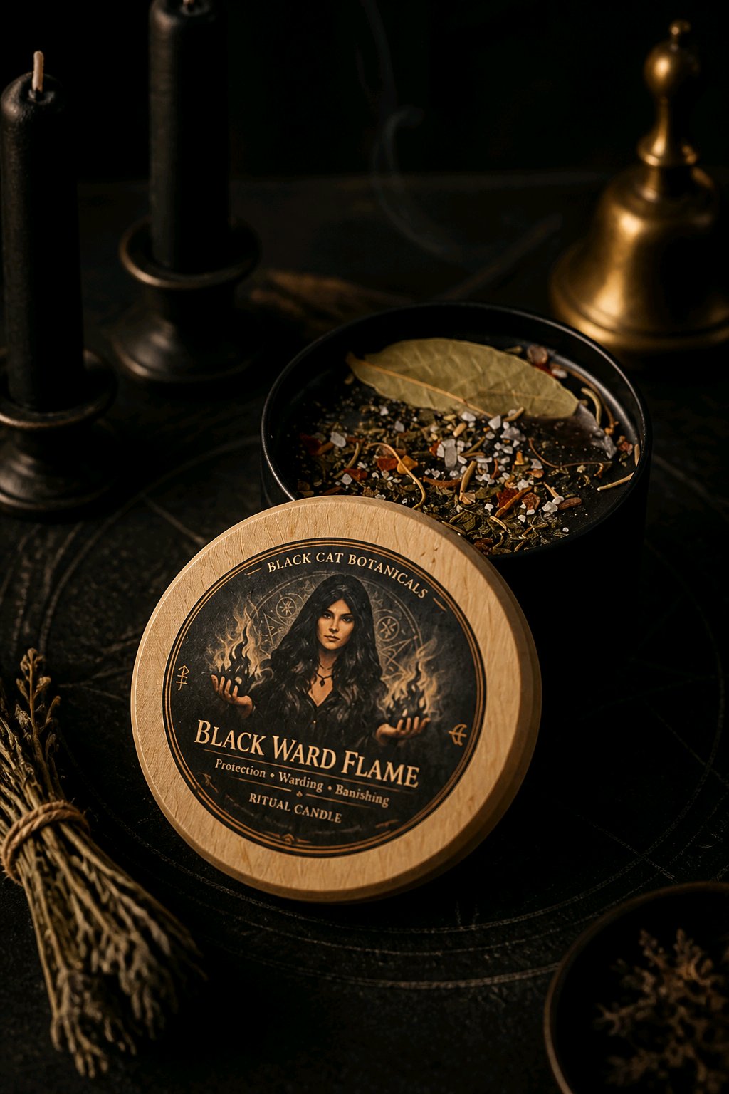 Black Ward Flame Ritual Candle